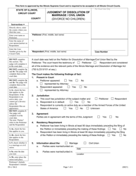 Form DV-J104.3 Judgment of Dissolution of Marriage/Civil Union (Divorce No Children) - Illinois