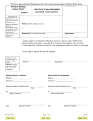 Form DV-CAN150.1 &quot;Certification Agreement (Divorce No Children)&quot; - Illinois