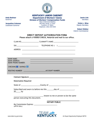 Document preview: Direct Deposit Authorization Form - Kentucky