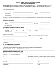 Document preview: Employee Evaluation Form - State of Kansas Bidders Preference Program - Kansas