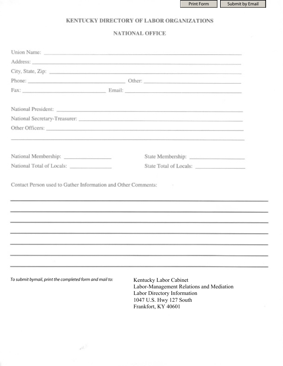 National Office Form - Kentucky, Page 1