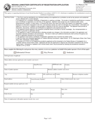State Form 53687 Indiana Junketeer Certificate of Registration Application - Indiana