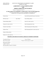 Form 110-ODHLCWP Agreement as to Compensation and Order Approving Settlement - Occupational Disease/Hearing Loss - Kentucky