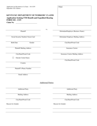 Form 101-COV Application Seeking Ttd Benefit and Expedited Hearing - Kentucky