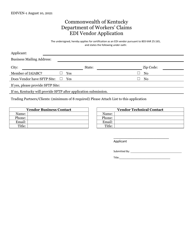 Form EDIVEN-1 &quot;Edi Vendor Application&quot; - Kentucky