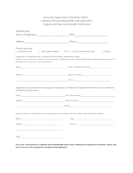 Document preview: Utilization Review/Medical Bill Audit Application - Kentucky