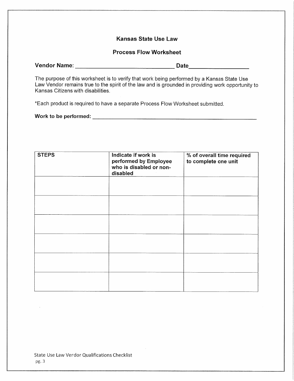 Kansas State Use Law Vendor Checklist - Kansas, Page 3