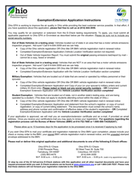 Form EPA3451 Exemption/Extension Application - Ohio
