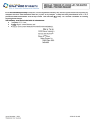 Form OCDD-PF-20-005 Medicaid Freedom of Choice List for Waiver Services - Provider Request - Louisiana, Page 2