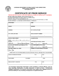 Document preview: Certificate of Prior Service - Louisiana