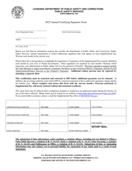 Document preview: Annual Certifying Signature Form - Marshal - Louisiana, 2022