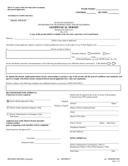 Geophysical Permit - Louisiana Download Pdf