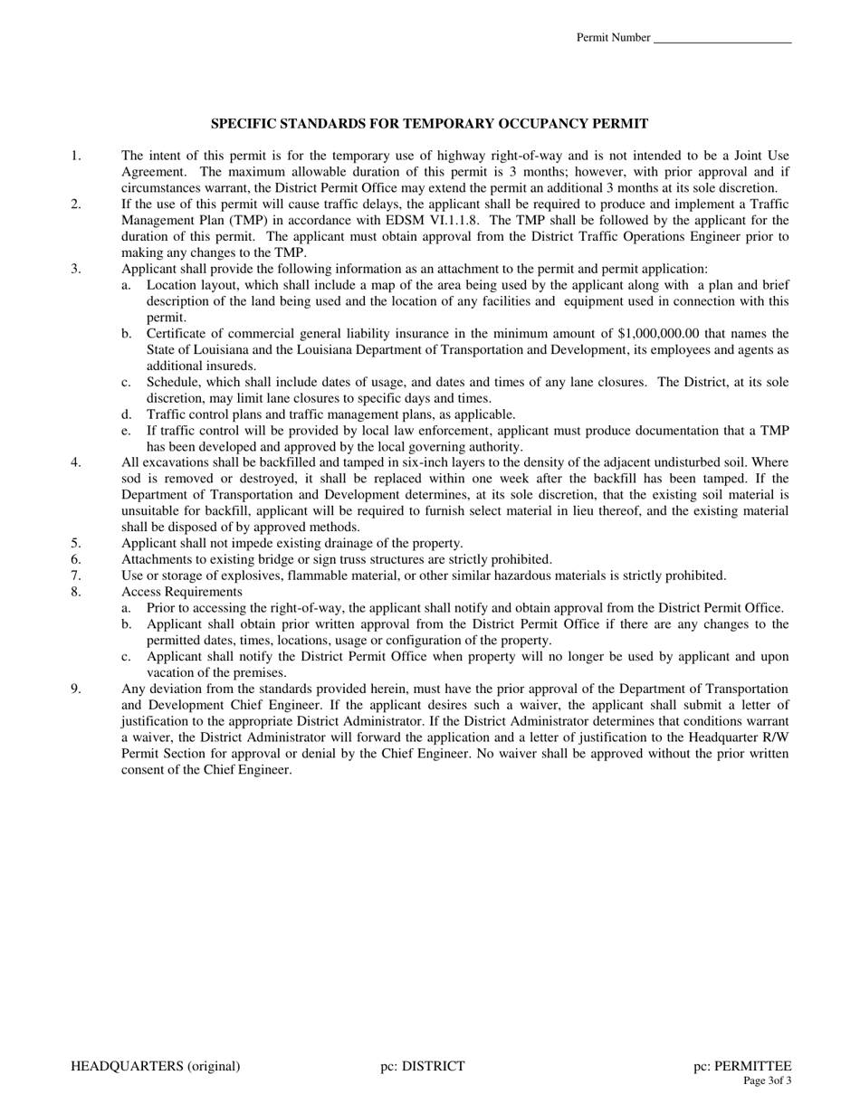 Temporary Occupancy Permit - Louisiana, Page 3