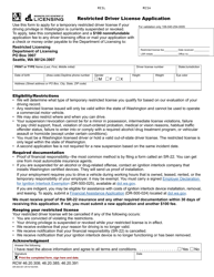Document preview: Form DR-500-001 Restricted Driver License Application - Washington