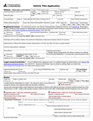 Document preview: Form TD-420-001 Vehicle Title Application - Washington