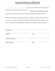 Attachment C &quot;Agreement for Warrantless Searches&quot; - Maine