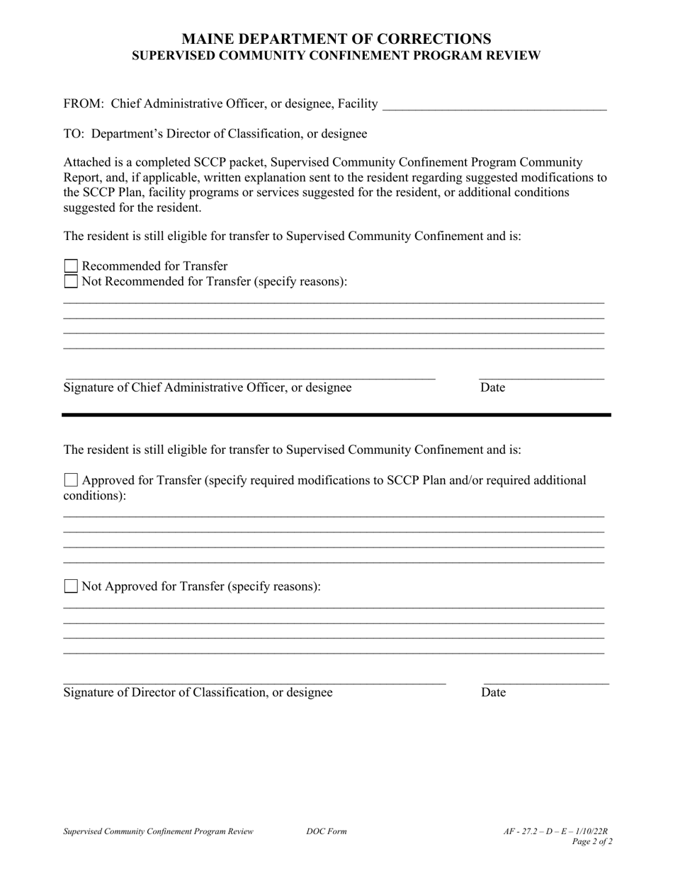 Attachment E Supervised Community Confinement Program Review - Maine, Page 2