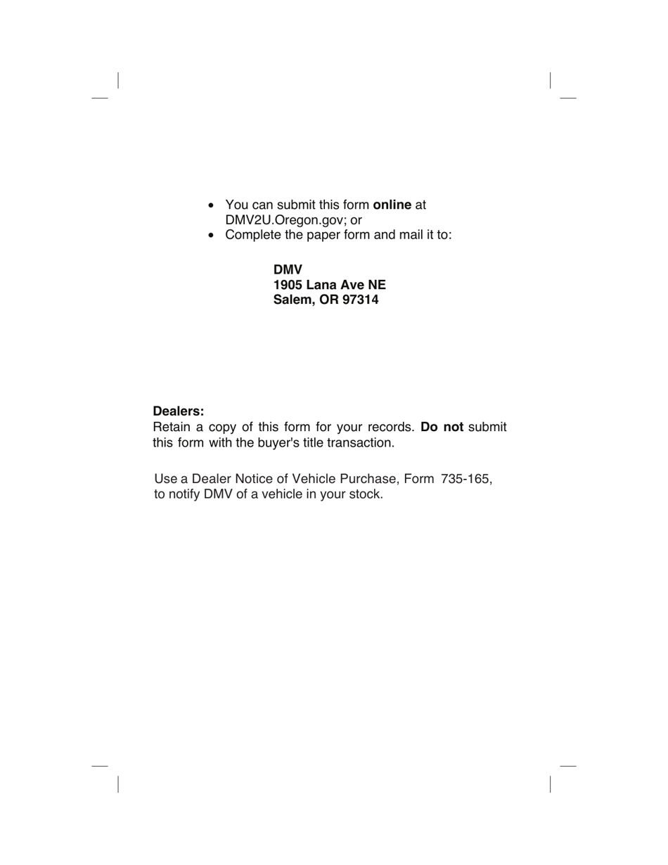 Form 735-6890 Notice of Sale or Transfer of a Vehicle - Oregon, Page 2