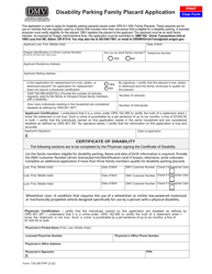 Form 735-265 FPP Disability Parking Family Placard Application - Oregon