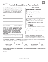 Document preview: Form 750-C Physically Disabled License Plate Application - Oklahoma