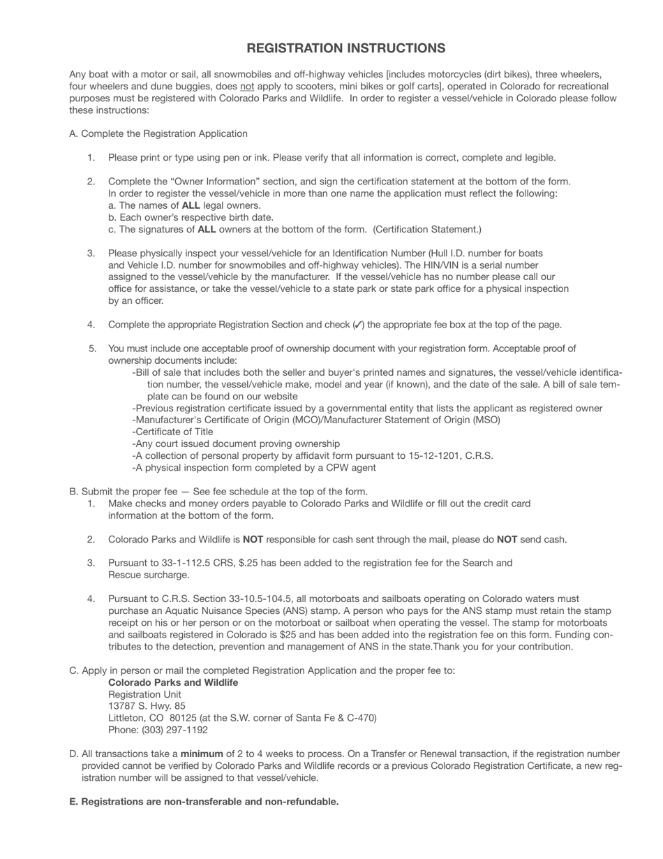 Boat Registration Application - Colorado, Page 2