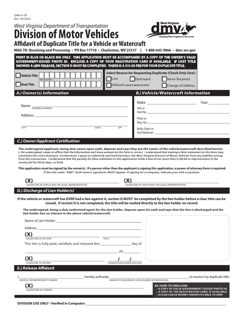 Form DMV-4-TR  Printable Pdf