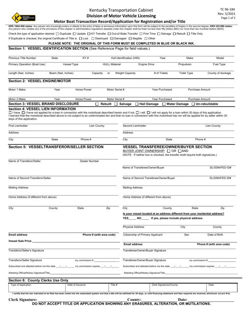 Form TC96-184  Printable Pdf