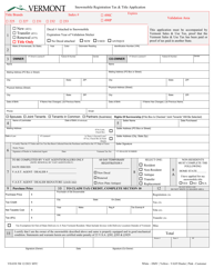 Form VD-038 &quot;Snowmobile Registration Tax &amp; Title Application&quot; - Vermont