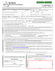 Form 4317 Mail-In Driver License Application - Missouri