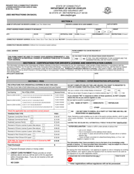 Document preview: Form B350 Request for a Connecticut Driver's License/Identification Card by Mail - Connecticut