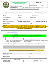 Physically Challenged Hunters Permit Application - Louisiana