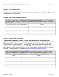 Application for a Maine Redemption Center License - Maine, Page 2