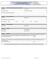 Document preview: Form DOC.221.24 Voluntary Child Support Agreement - Child Care Scholarship Program - Maryland