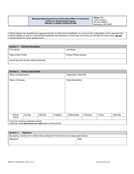 Document preview: Form DOC.221.22 Online Classes Verification - Child Care Scholarship Program - Maryland