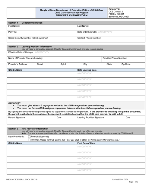 Form DOC.231.21P  Printable Pdf