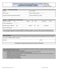 Document preview: Form DOC.231.21A Change of Address Form - Child Care Scholarship Program - Maryland (French)