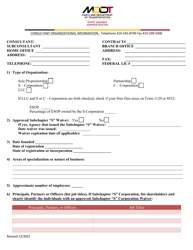 Document preview: Consultant Organizational Information Form - Maryland