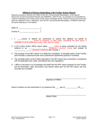 Document preview: Form EQP4031 Affidavit of Person Submitting a No Further Action Report - Michigan