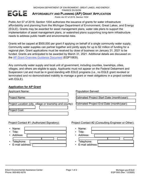 Form EQP1063  Printable Pdf