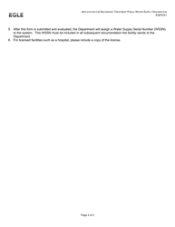 Form EQP2231 Application for Secondary Treatment Public Water Supply Designation - Michigan, Page 2