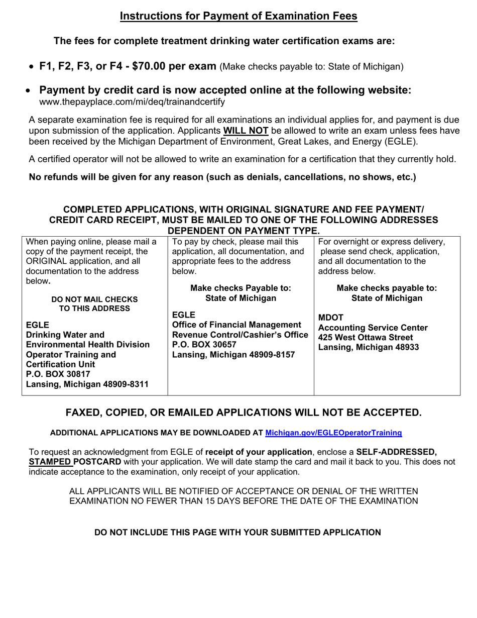 Form EQP3423 Application for Complete Treatment Certification - Michigan, Page 2