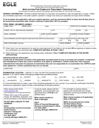 Form EQP3423 Application for Complete Treatment Certification - Michigan, Page 3