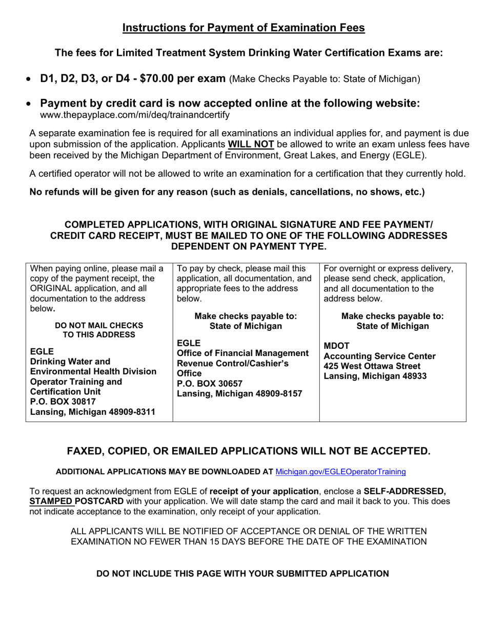 Form EQP3422A Application for Limited Treatment Certification - Michigan, Page 2