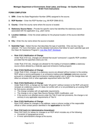 Instructions for Form M-001, EQP5775 Renewable Operating Permit - Rule 215 Change Notification or Rule 216 Amendment/Modification Application - Michigan, Page 2
