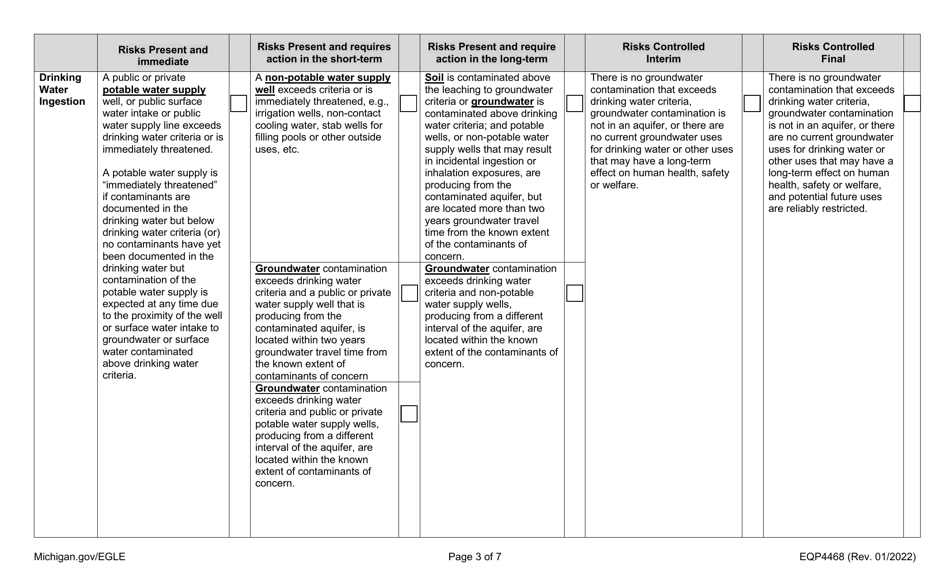 Form EQP4468 Ride Risk Conditions Classification Form - Michigan, Page 3