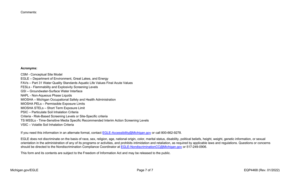 Form EQP4468 Ride Risk Conditions Classification Form - Michigan, Page 7