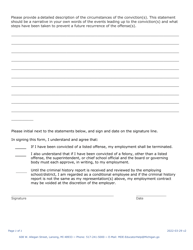Conviction Disclosure Form - Michigan, Page 2