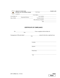 Document preview: Form JUV-11.506.3 Certificate of Compliance - Maryland