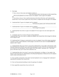 Form CC-DR-104 (9-102.6) Consent of Child to an Independent Adoption - Maryland, Page 3