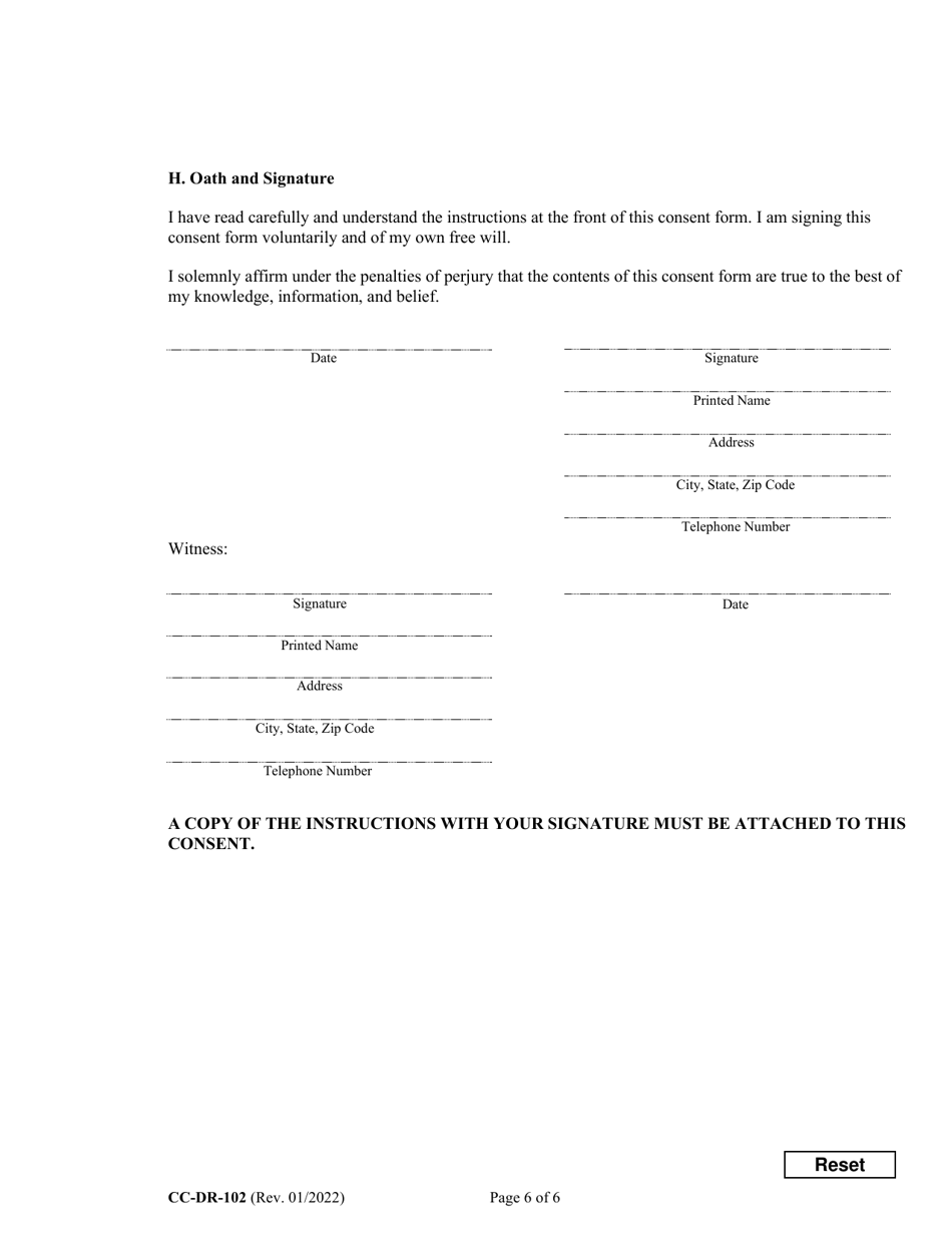 Form CC-DR-102 (9-102.4) Consent of Parent to an Independent Adoption Without Termination of Parental Rights - Maryland, Page 6